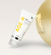 ProtoClinical k-beauty medicube AGE-R Vita K Cream 100ml single upright beige cream container with pale blue and warm yellow side accents on a light background.