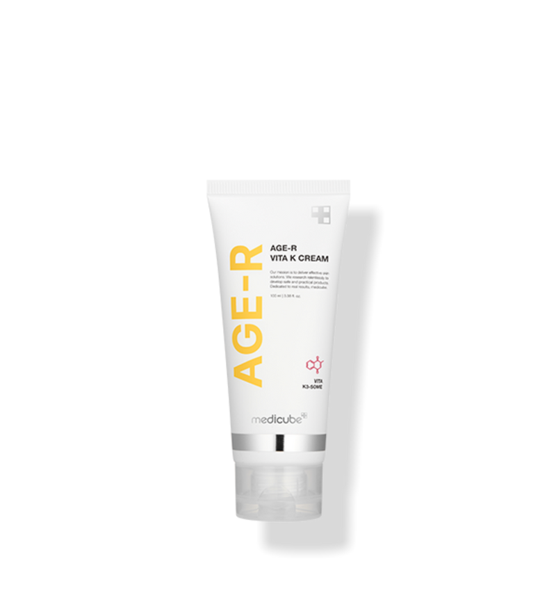 ProtoClinical k-beauty MEDICUBE: Age-r Vita K Cream (250ml) single upright beige cream container centered on a black background