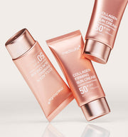 ProtoClinical k-beauty MEDICUBE: Collagen Firming Sun Cream (50ml) single rose-gold tube centered in a square product graphic on a light background
