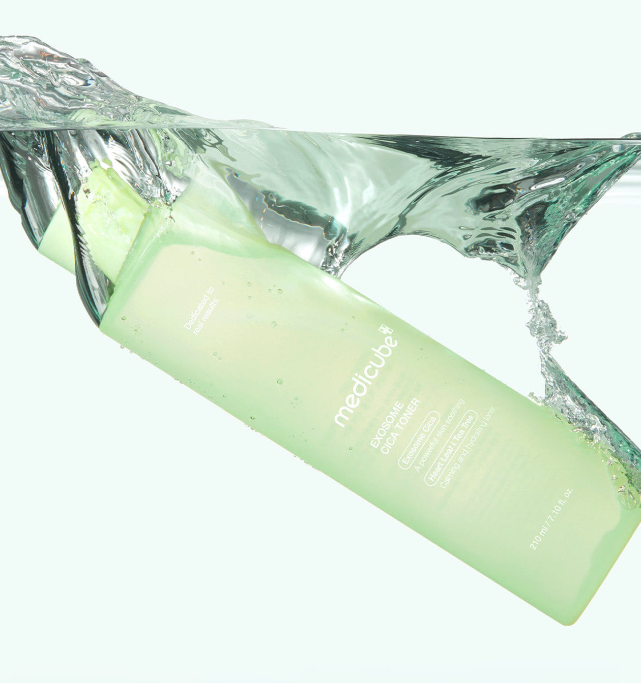 ProtoClinical k-beauty MEDICUBE: Exosome Cica Toner (210ml) single upright pale green toner bottle centered on a light background