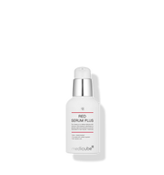 ProtoClinical k-beauty medicube Medicube Red Serum Plus 2.0 55ml single white serum bottle with a silver pump and black shadow on a black background