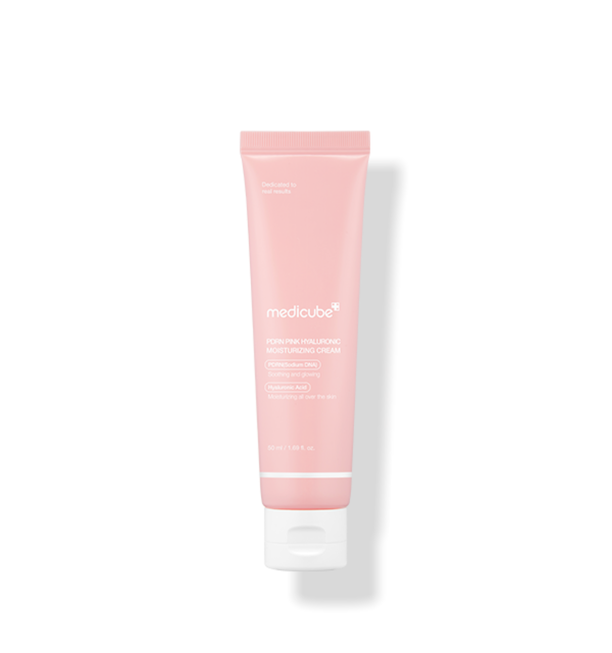 ProtoClinical k-beauty MEDICUBE: PDRN Pink Hyaluronic Moisturizing Cream (50ml) single upright pale pink bottle centered on a white background