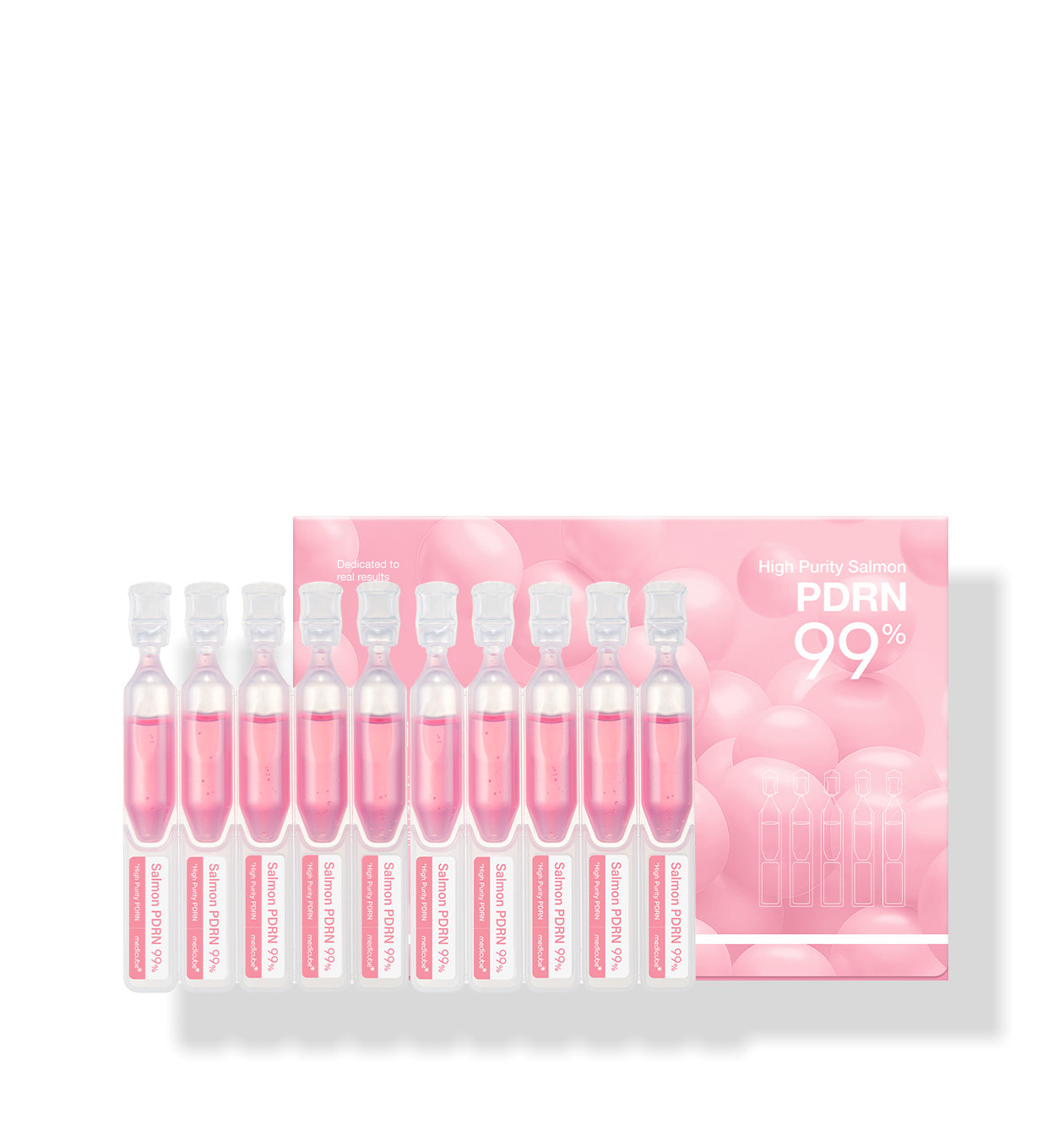 ProtoClinical k-beauty MEDICUBE: PDRN Pink One Day Serum 1box(1.5ml*) (10Units) single upright pink serum package centered on a light background