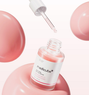 ProtoClinical k-beauty MEDICUBE: PDRN Pink Peptide Serum (30ml) product lineup with multiple serum containers centered on a pale cream background