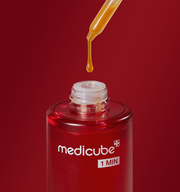 ProtoClinical k-beauty burgundy beauty graphic with a muted rosy center on a deep red background.