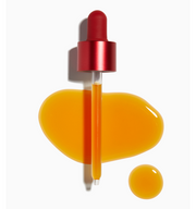 ProtoClinical k-beauty warm golden beauty product silhouette with soft aqua side accents on a light background.