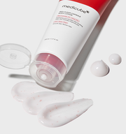 ProtoClinical k-beauty medicube Red Clear Capsule Body Lotion 230ml single upright pale pink lotion bottle on a light background with soft aqua side accents