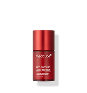 ProtoClinical k-beauty MEDICUBE: Red Succinic Acid Serum (30ml) single upright red serum bottle centered on a white background