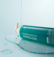 MEDICUBE Soymint Scaling Shampoo 490ml product information graphic on a light blue background
