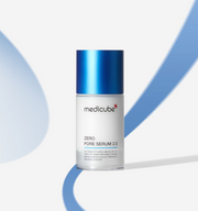 ProtoClinical k-beauty MEDICUBE: Zero Pore Serum 2.0 (37ml) single upright pale blue serum bottle centered on a white background with soft blue accents
