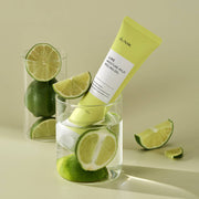 ProtoClinical k-beauty iUNIK Lime Moisture Mild Peeling Gel 90ml single upright lime-green package centered on a pale beige background.