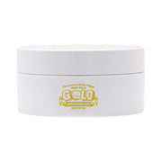 ProtoClinical k-beauty Elizavecca Milky Piggy Hell-Pore Gold Hyaluronic acid eye patch 60ea/90g single gold eye patch jar centered on a soft peach background
