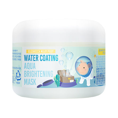 ProtoClinical k-beauty Elizavecca Milky Piggy Water Coating Aqua Brightening Mask 100ml two light blue tubs side by side on a white background with warm beige accents