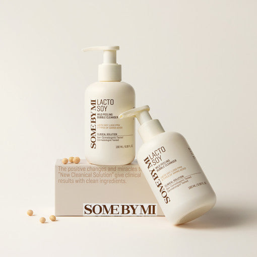 ProtoClinical k-beauty [SOME BY MI] Lacto Soy Mild Peeling Bubble Cleanser 180ml single centered cleanser packaging with visible front label on a white background