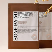ProtoClinical k-beauty [SOME BY MI] Galactomyces Glutathione Glow Serum Mask Sheet 22g*10ea shown as a single mask packet centered in the frame