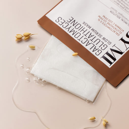 ProtoClinical k-beauty [SOME BY MI] Galactomyces Glutathione Glow Serum Mask Sheet 22g*10ea shown as a single mask packet centered in the frame