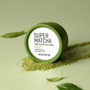 ProtoClinical k-beauty [SOME BY MI] Super Matcha Pore Clean Clay Mask 100g single olive green jar centered on a light background