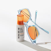 ProtoClinical k-beauty [SOME BY MI] V10 Hyal Antioxidant Sunscreen SPF 50+ PA++++ 40ml single sunscreen package in a square packshot on a light background
