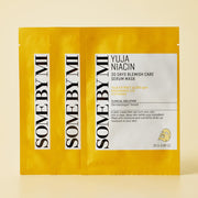 ProtoClinical k-beauty [SOME BY MI] Yuja Niacin Blemish Care Serum Mask 25g*10ea single yellow sheet mask pack front-facing on a white background