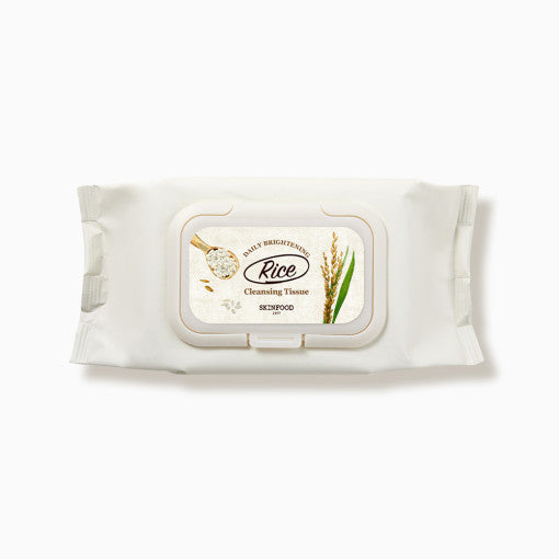 ProtoClinical k-beauty SKINFOOD Rice Daily Brightening Cleansing Tissue 80ea/380ml single cleansing tissue package shown upright with a visible front label on a light background