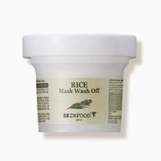 ProtoClinical k-beauty SKINFOOD Rice Mask Wash Off 120g single beige jar centered on a pale lavender background