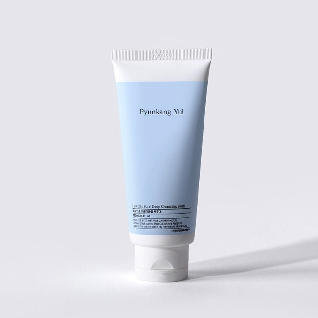 [Pyunkang Yul] Low pH Pore Deep Cleansing Foam 100ml by ProtoClinical shown in front-facing cleanser packaging on a clean white background for a k-beauty skincare routine.