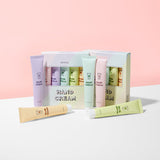 ProtoClinical k-beauty skincare graphic with pink and mint sections on a light background.