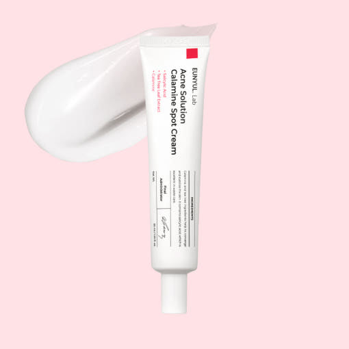 ProtoClinical k-beauty EUNYUL Lab Acne Solution Calamine Spot Cream 30ml single spot cream package shown in a square crop on a clean white background