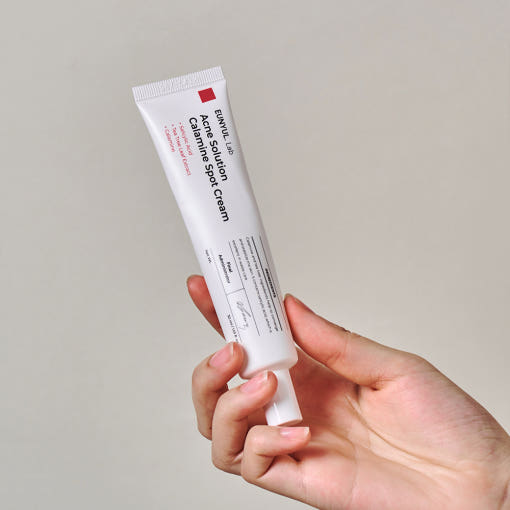 ProtoClinical k-beauty EUNYUL Lab Acne Solution Calamine Spot Cream 30ml single spot cream package shown in a square crop on a clean white background