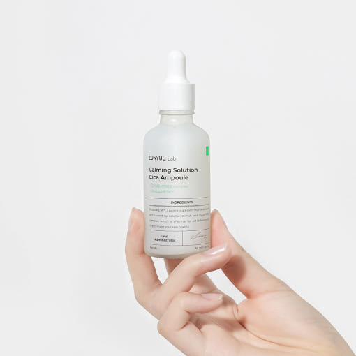 ProtoClinical k-beauty EUNYUL Lab Calming Solution Cica Ampoule 50ml single ampoule package shown in a square crop on a clean white background