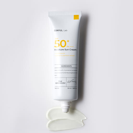 ProtoClinical k-beauty Eunyul Lab Moisture Sun Cream SPF50+ PA++++ 50ml single front-facing sun cream package centered on a light background