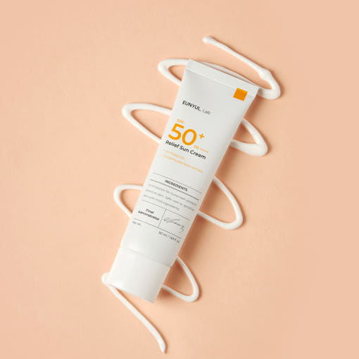 ProtoClinical k-beauty EUNYUL Lab Relief Sun Cream SPF50+ PA++++ 50ml single front-facing sun cream package centered on a light background