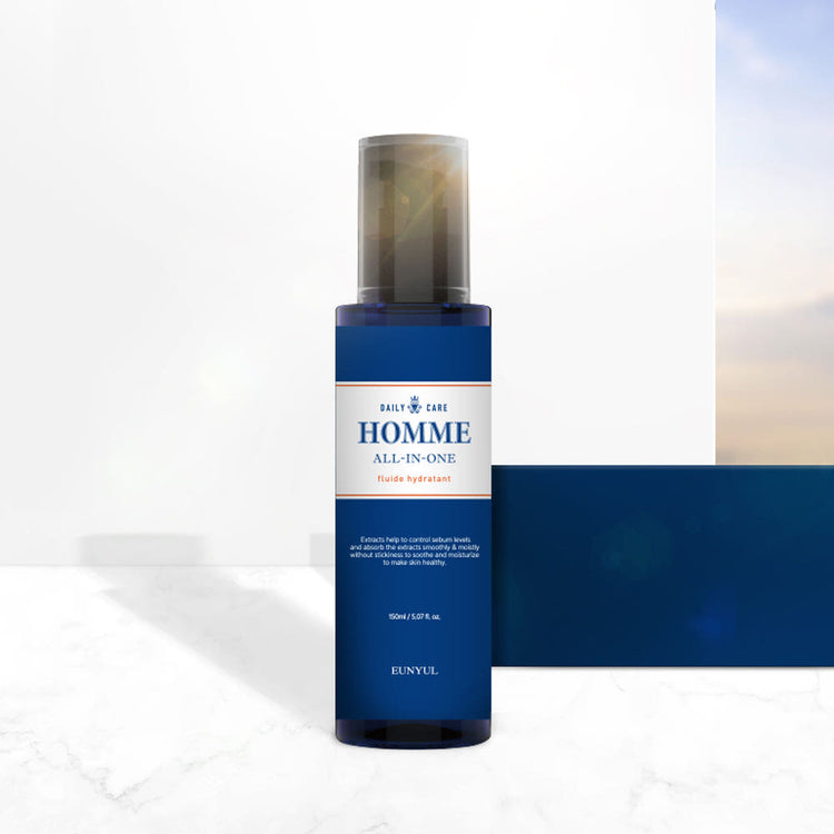 ProtoClinical k-beauty EUNYUL Homme All-in-One 150*2ea single all-in-one skincare package centered on a clean white background with branded packaging visible