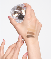 ProtoClinical k-beauty peach beauty product silhouette on a pale background with soft blue side accents.