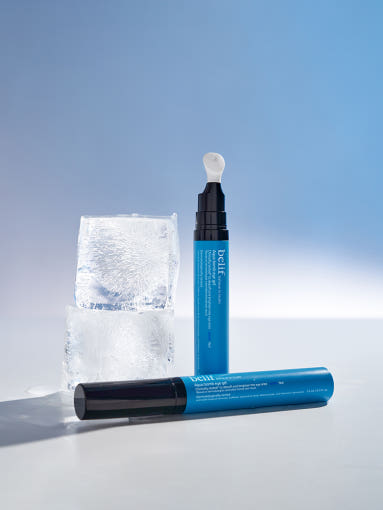ProtoClinical k-beauty blue beauty product packaging with a dark lower band on a light background.