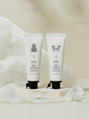 ProtoClinical k-beauty belif Off Hand Cream 50ml (2-type) tall hand cream tube graphic with soft blue packaging tones on a light background