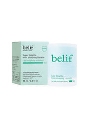 ProtoClinical k-beauty belif Super Knight Mint Pluming Lipcerin 15ml tall lip treatment detail graphic with peach and white tones