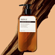 ProtoClinical k-beauty SKIN U INNO:SCENT Shower Gel 500g #COMFORT WOODY single shower gel package with dark brown top and lower panels on a tan background.