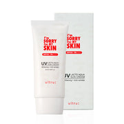 ProtoClinical k-beauty [I'm Sorry For My Skin] Lacto Aqua Sun Cream SPF50+ PA++++ 50ml single upright warm beige sun cream package centered on a light background with pale blue side accents.