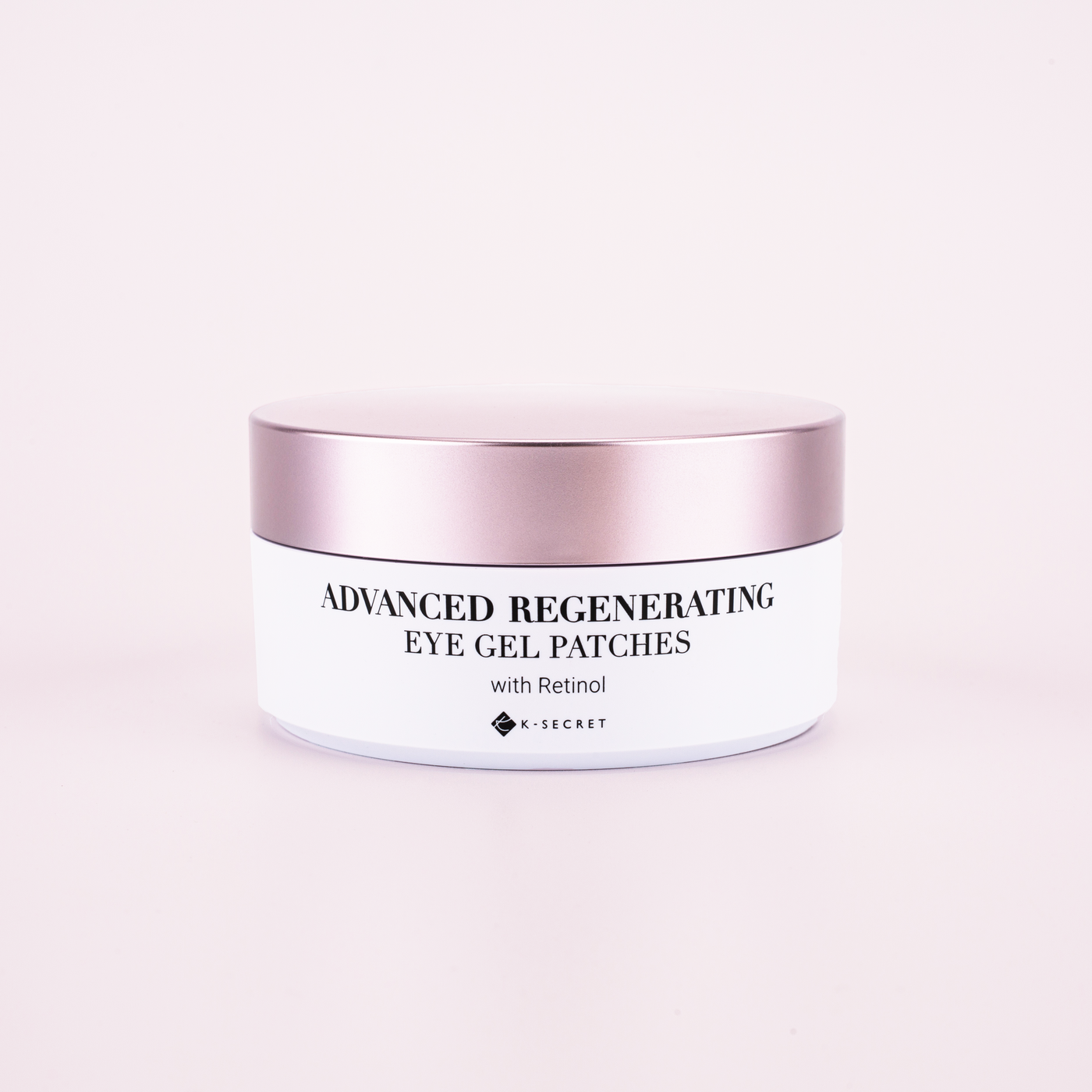 ProtoClinical k-beauty K-SECRET Advanced Regenerating Eye Gel Patches 60ea/102g #RETINOL two red crescent gel eye patches on a pale aqua background in a large square product graphic