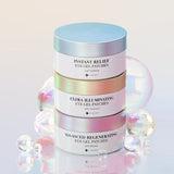 ProtoClinical k-beauty K-SECRET Eye Gel Patches Set (RETINOL + VITAMIN C + CAFFEINE) 60ea/102g*3 shown as slim set packaging on a soft beige and lavender background