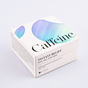 ProtoClinical k-beauty K-SECRET Instant Relief Eye Gel Patches 60ea/102g #CAFFEINE female model close-up with warm skin tones, dark under-eye patches, and a pale blue side panel