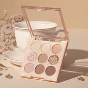 ProtoClinical k-beauty [MACQUEEN New York] 1001 Tone-On-Tone Shadow Palette Pro 9 9g #Nude Mood single eyeshadow palette compact on a clean background