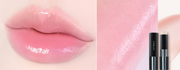 ProtoClinical k-beauty [MACQUEEN New York] Better Than Kiss Lip Balm 3.5g (3-type) close-up collage of glossy lips with a black balm tube and a clear swatch on a light background