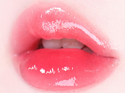 ProtoClinical k-beauty [MACQUEEN New York] Dewy Water Glow Lip Tint 3.5g (9 Color) single vivid pink lip tint swatch in a rounded teardrop shape on a pale pink and mint background