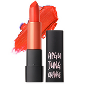 ProtoClinical k-beauty [MACQUEEN New York] Hot Place In Lipstick 3.5g #03 Apgujung Orange single upright lipstick tube in a warm orange tone on a white background with soft blue side accents