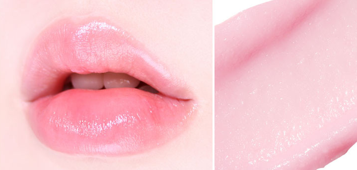 ProtoClinical k-beauty [MACQUEEN New York] Loving You Tint Glow Lip Balm 3.5g (7 Colors) single rosy pink lip balm swatch in a wide horizontal band on a pale pink and cream background