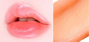 ProtoClinical k-beauty [MACQUEEN New York] Loving You Tint Glow Lip Balm 3.5g (7 Colors) single peach coral lip balm swatch in a wide horizontal band on a pale pink and cream background