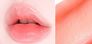 ProtoClinical k-beauty [MACQUEEN New York] Loving You Tint Glow Lip Balm 3.5g (7 Colors) single warm coral pink lip balm swatch in a wide horizontal band on a pale pink and cream background