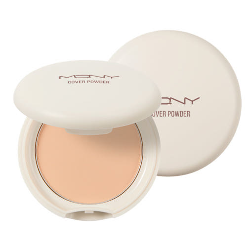 ProtoClinical k-beauty [MACQUEEN New York] Micro Fit Cover Powder 9g single round powder compact in beige tones on a white background with pale blue accents.